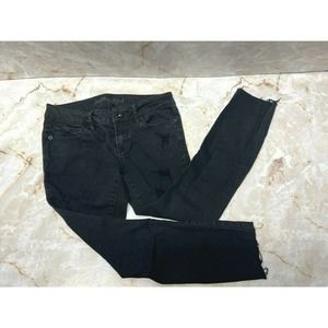 Bullhead Black cropped‎ skinniest ripped jeans size 31